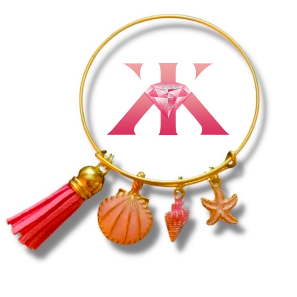 Custom "Seashell" Charm Bangle Bracelet